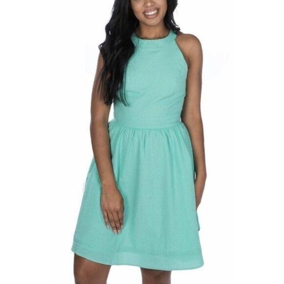 Lauren James Abigail Dress Size Large Seafoam Green Open Back Bow New - Picture 3 of 11